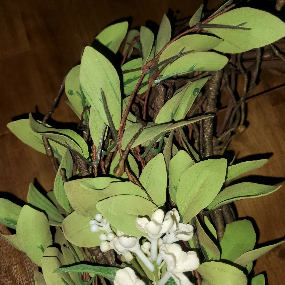 Beautiful Wreath with Faux Greenery & Flowers - Farmhouse Boho Bohemian Cottage